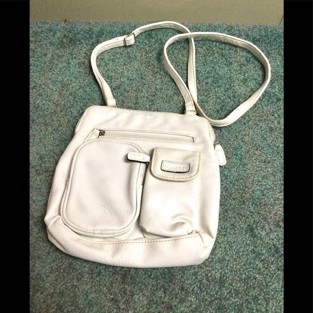Cream Handbag / Purse, Rosetti, Cute w. Practical Pockets, Zips Closed